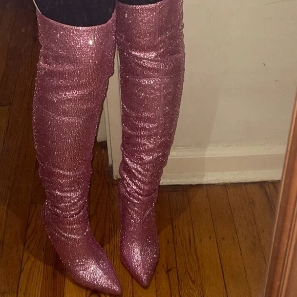 Steve Madden Shoes Rhinestone Embellished Striking Pink Tall